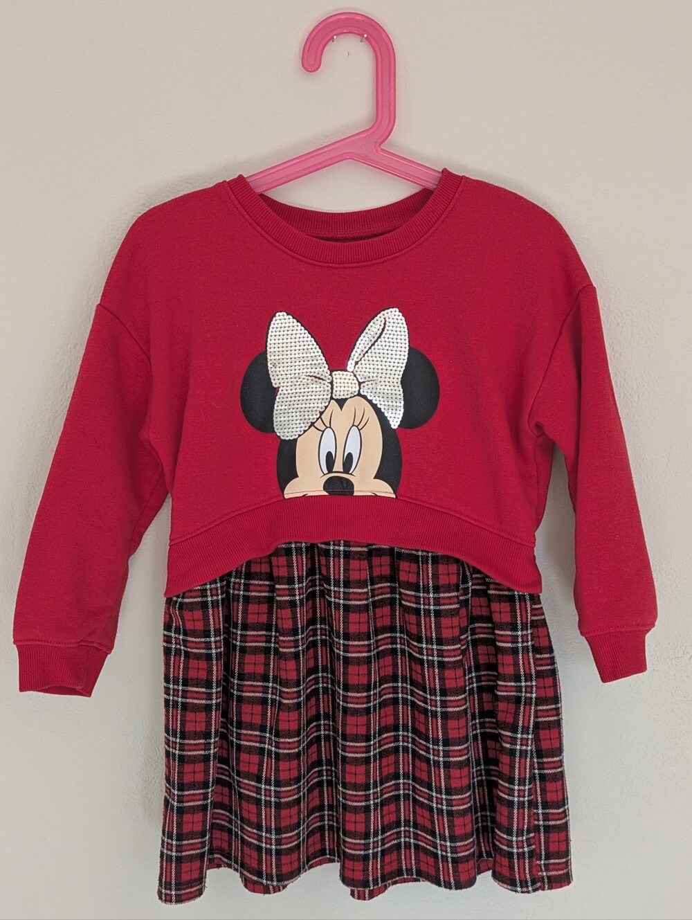 Minnie Mouse Red Plaid Girls Holiday Dress